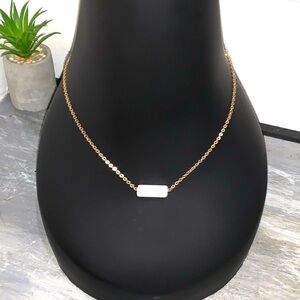 Bar necklace Ice white pendant on gold chain comes with length extender 1…
